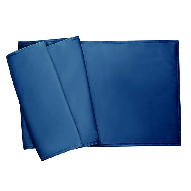 plush light gray velvet table runner with a smooth texture and folded edges.