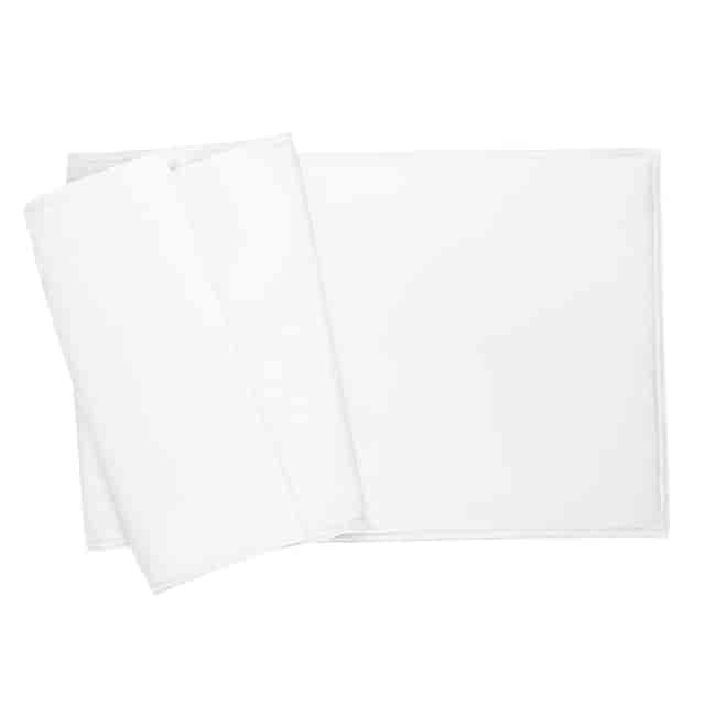 plush light gray velvet table runner with a smooth texture and folded edges.