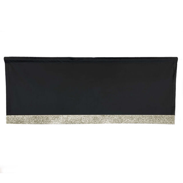 Gray velvet valance with a sparkling silver rhinestone band along the bottom edge Gray velvet valance with a sparkling silver rhinestone band along the bottom edge