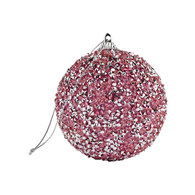 A 3" round glass ornament covered in golden rhinestones with a gold hanging loop. A 3" round glass ornament covered in golden rhinestones with a gold hanging loop.