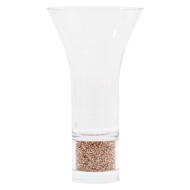 Clear crystal vase with a flared top and a silver glitter base smooth texture elegant shape. Clear crystal vase with a flared top and a silver glitter base smooth texture elegant shape.
