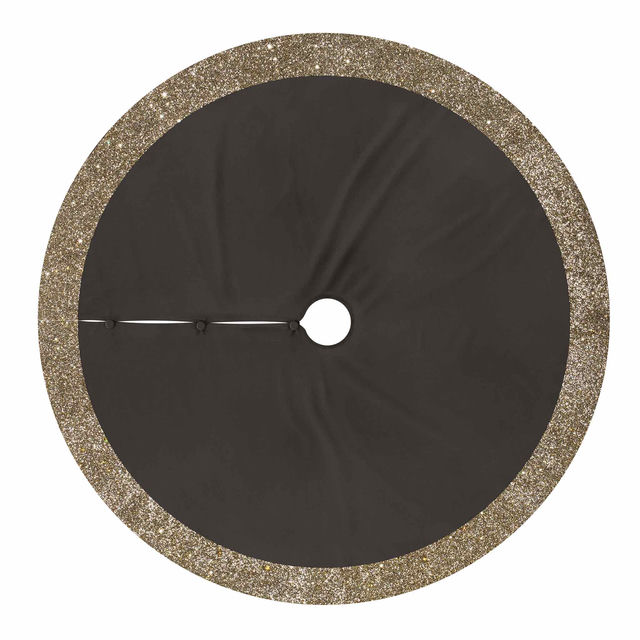 Gold velvet tree skirt with a ruffled edge adorned with resin rhinestones and a classic button closure measures 48"x48". Gold velvet tree skirt with a ruffled edge adorned with resin rhinestones and a classic button closure measures 48"x48".