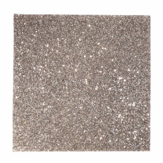 Square placemat in charcoal with a textured surface adorned with shimmering rhinestones non-slip design 14"x14" size.