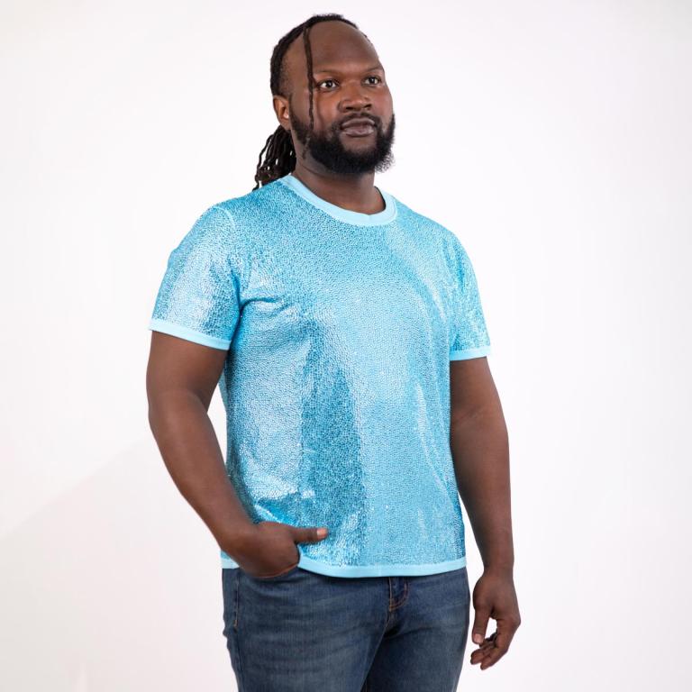 Strass Rhinestone T-Shirt - Aqua - Small