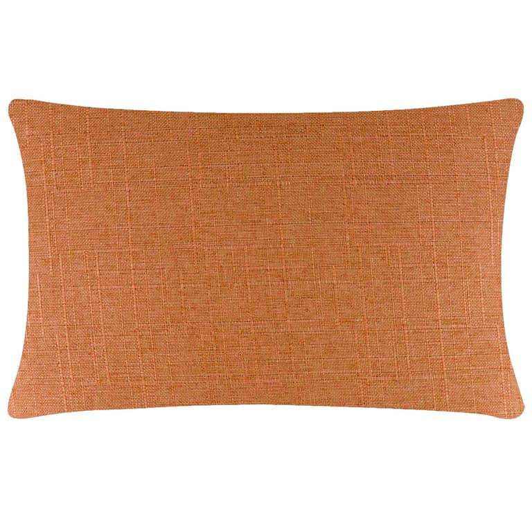 Woven rectangular pillow in a warm orange hue with a textured surface and rounded corners.