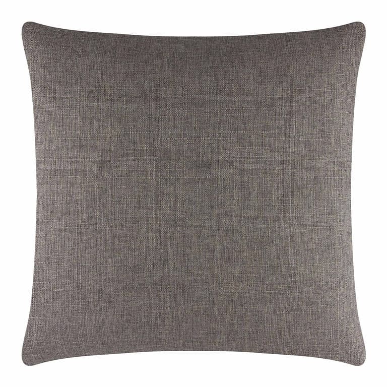 Square pillow in a textured brown fabric with a subtle woven pattern and a metal zipper on one side.