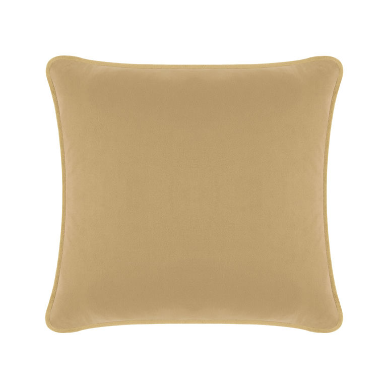 champagne&#x20;velvet&#x20;square&#x20;pillow&#x20;with&#x20;rounded&#x20;edges&#x20;and&#x20;a&#x20;smooth&#x20;texture.