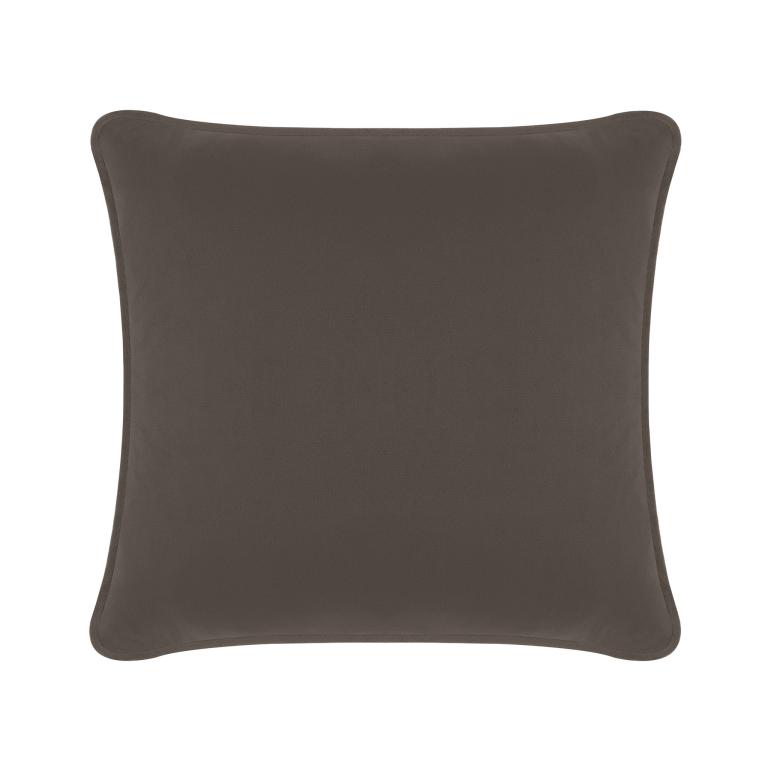 Charcoal velvet square pillow with rounded corners and a smooth texture measuring 24x24 inches.