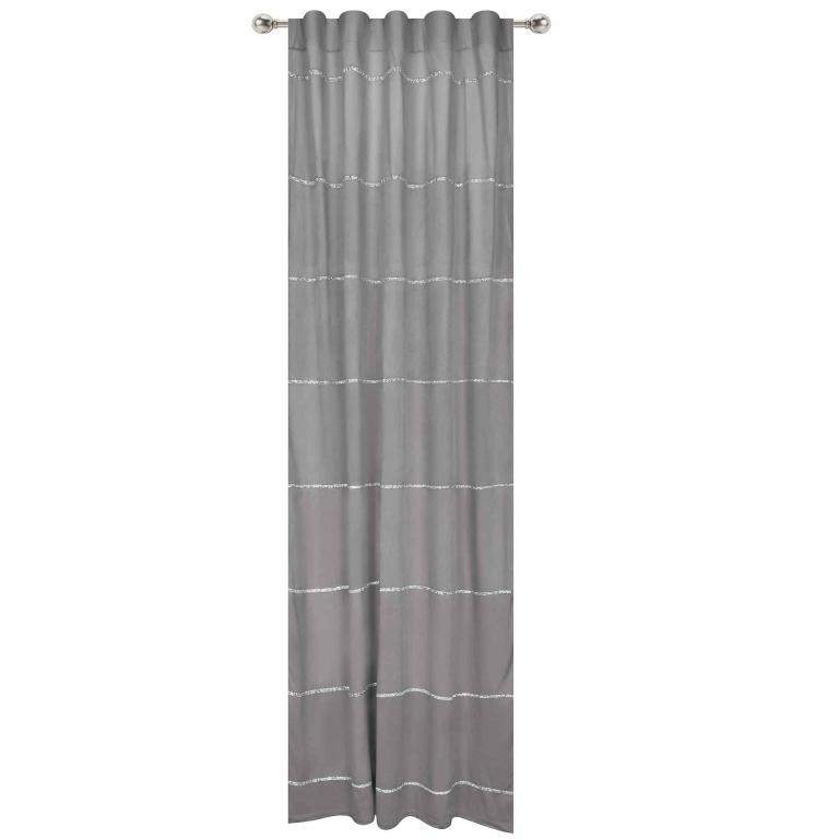 Silver&#x20;velvet&#x20;curtain&#x20;panel&#x20;with&#x20;horizontal&#x20;rhinestone&#x20;trim&#x20;featuring&#x20;a&#x20;smooth&#x20;texture&#x20;and&#x20;gathered&#x20;top&#x20;for&#x20;hanging.