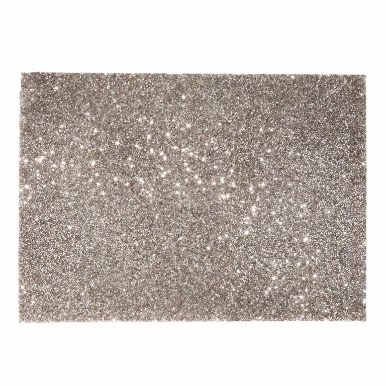 Charcoal rectangular placemat with a textured surface and sparkling rhinestones throughout.