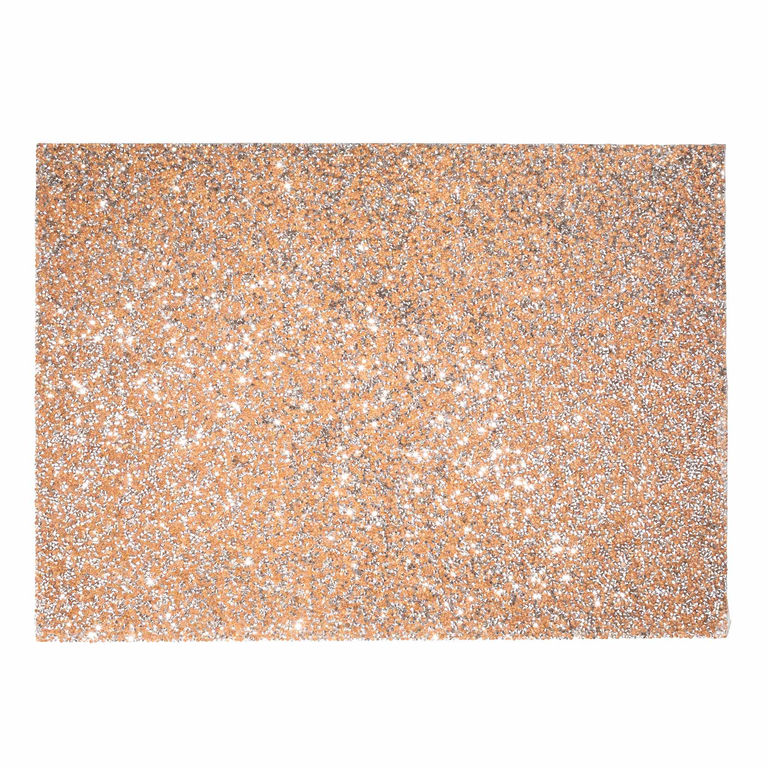 Rectangular placemat in topaz with a textured surface embellished with sparkling rhinestones in various sizes.