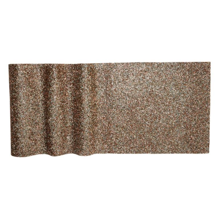 A&#x20;wavy&#x20;table&#x20;runner&#x20;in&#x20;charcoal&#x20;with&#x20;rose&#x20;gold&#x20;and&#x20;silver&#x20;glitter&#x20;featuring&#x20;a&#x20;textured&#x20;sparkling&#x20;surface.