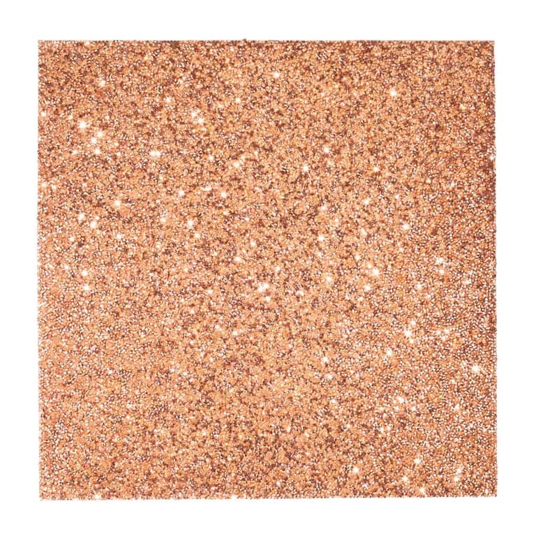 Square placemat in copper with a textured surface embellished with shimmering rhinestones throughout.