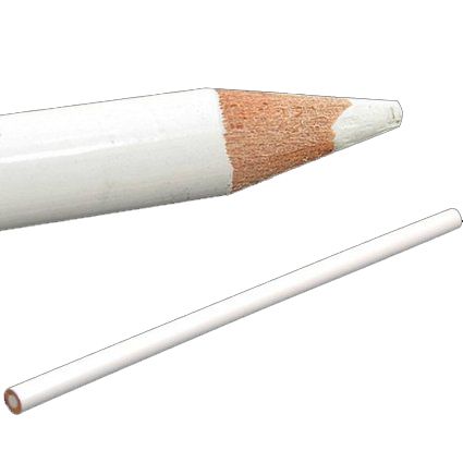 White pencil with a sharpened end light brown wood tip and a smooth white body featuring a slim cylindrical shape.