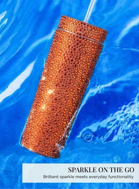 Orange Rhinestone Tumbler