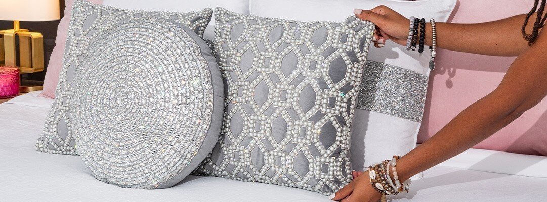 silver&amp;&#x23;x20&#x3B;rhinestone&amp;&#x23;x20&#x3B;pillows&amp;&#x23;x20&#x3B;styled&amp;&#x23;x20&#x3B;on&amp;&#x23;x20&#x3B;bed&amp;&#x23;x20&#x3B;with&amp;&#x23;x20&#x3B;round&amp;&#x23;x20&#x3B;and&amp;&#x23;x20&#x3B;geometric&amp;&#x23;x20&#x3B;glam&amp;&#x23;x20&#x3B;patterns