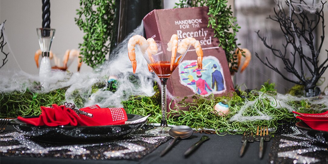 Beetlejuice-inspired&amp;&#x23;x20&#x3B;Halloween&amp;&#x23;x20&#x3B;glam&amp;&#x23;x20&#x3B;tablescape&amp;&#x23;x20&#x3B;with&amp;&#x23;x20&#x3B;black&amp;&#x23;x20&#x3B;and&amp;&#x23;x20&#x3B;white&amp;&#x23;x20&#x3B;rhinestone&amp;&#x23;x20&#x3B;placemats&amp;&#x23;x20&#x3B;and&amp;&#x23;x20&#x3B;red&amp;&#x23;x20&#x3B;napkins