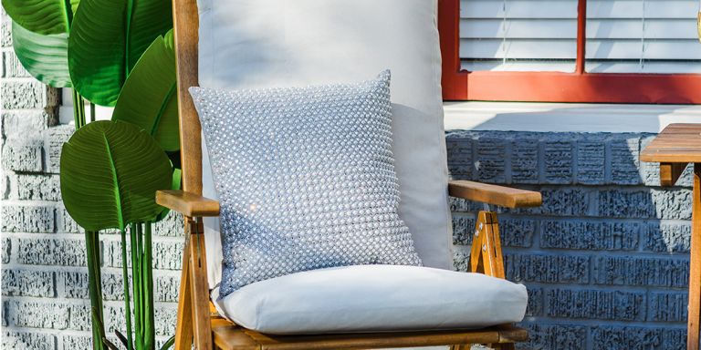 Glam patio pillows arrangement